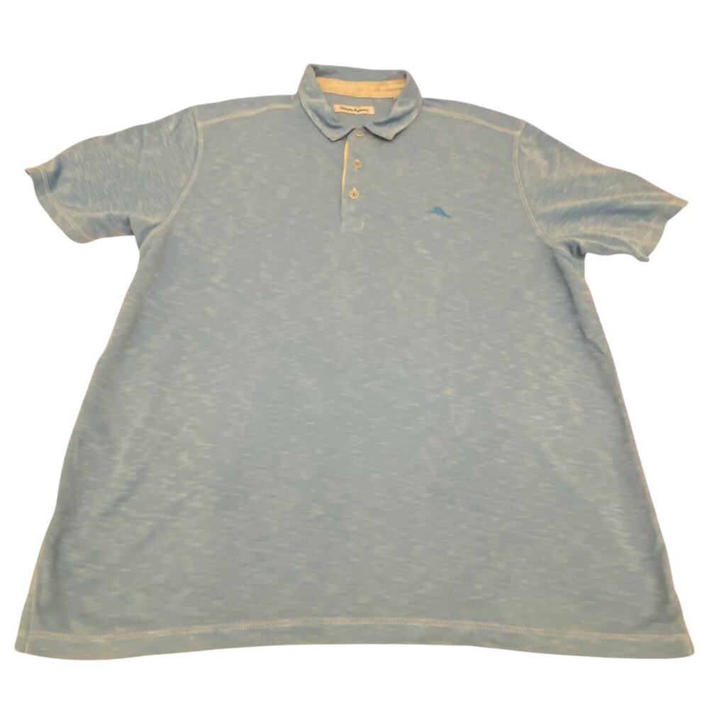 Men's Tommy Bahama Size X-Large Heathered Light Blue Polo Shirt Coastal Resort